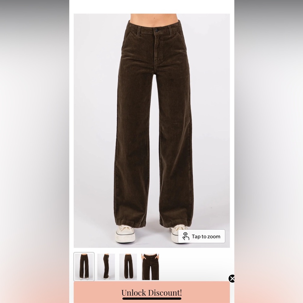 Letter to Juliet WIDE LEG STRETCH CORD TROUSER - MOSS size 27